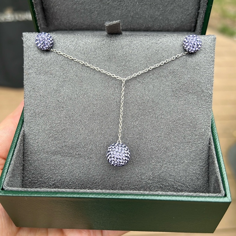 Swarovski crystal sphere “Y” necklace with earrings